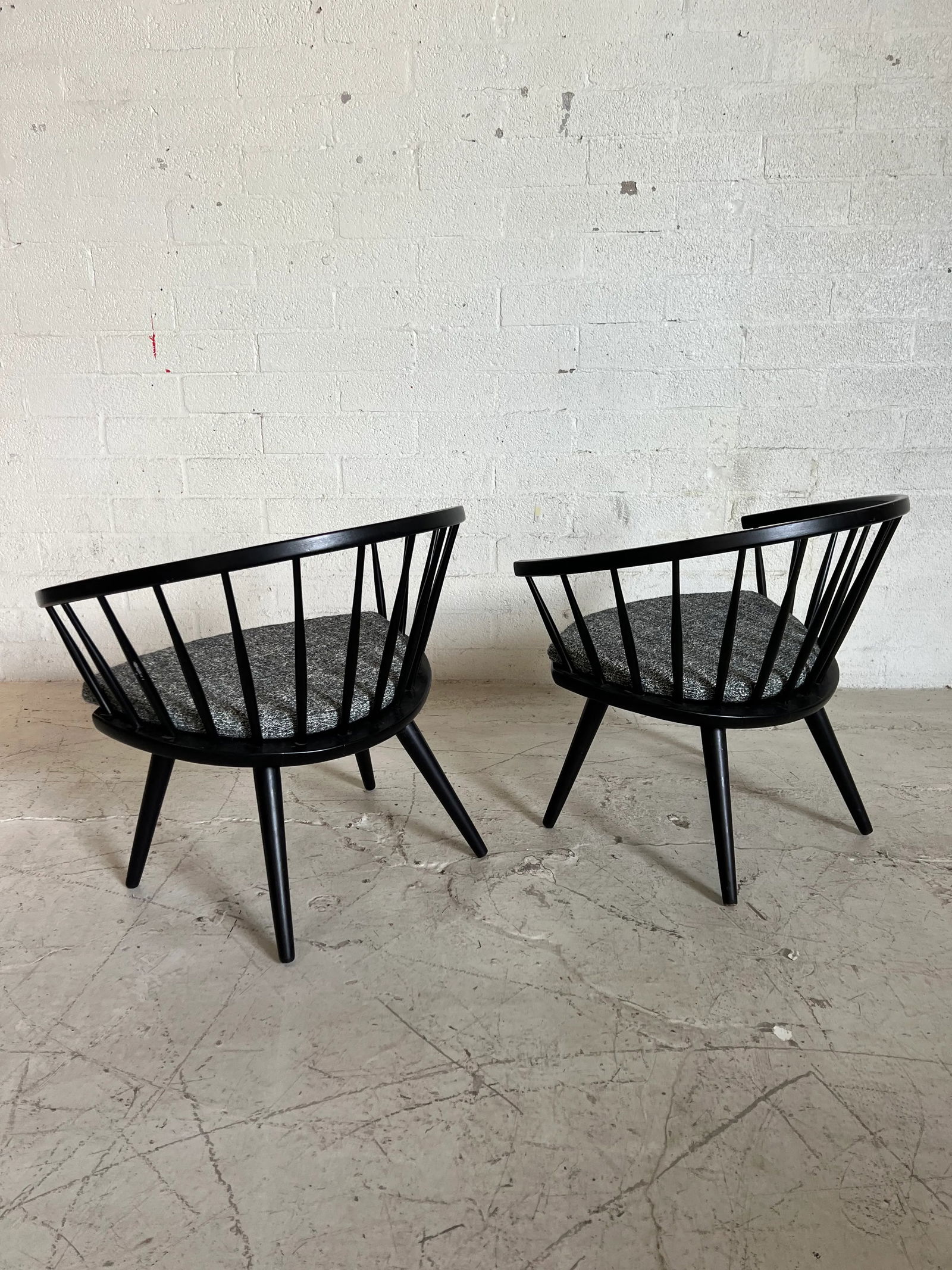 Scandinavian Yngve Ekstrom Arka Spindle Back Chairs With New Cushions - a Pair - 4