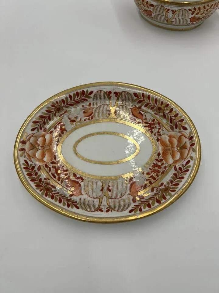 Fine 4 Pc, Spode Porcelain Rust and Gilt Personal Tea Service C. 1820 - 10