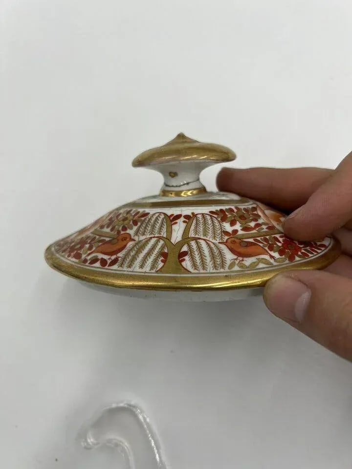 Fine 4 Pc, Spode Porcelain Rust and Gilt Personal Tea Service C. 1820 - 5