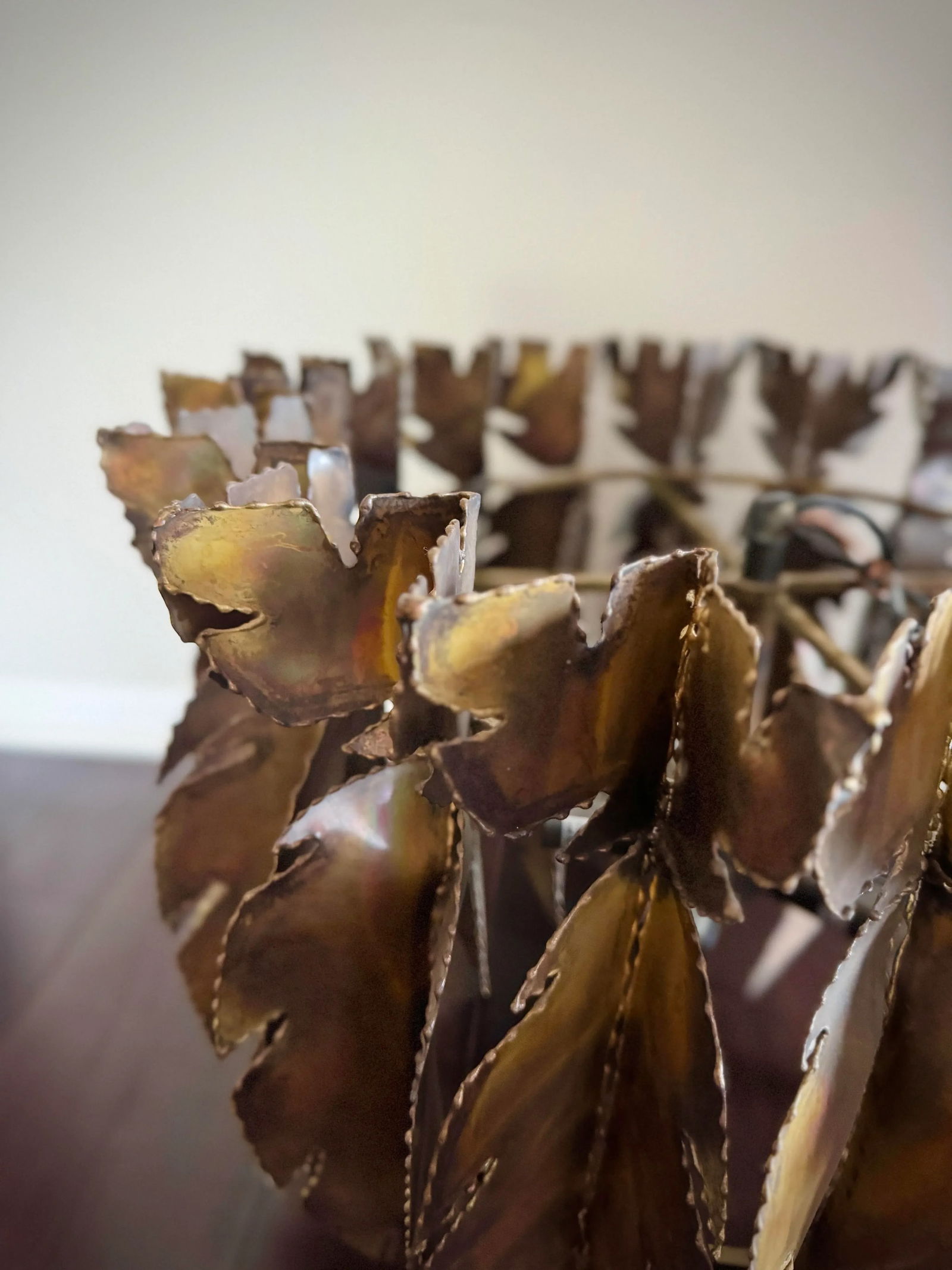 Modern Brutalist Style Brass Leaves Harper Feathered Chandelier by Anthropologie - 6