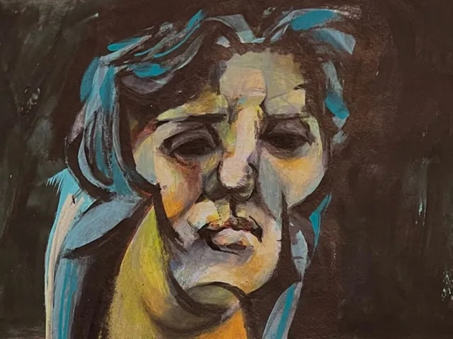 Alfonso Munos-Alma ''The Maid'' Cubist Figurative Mixed-Media Painting - 2