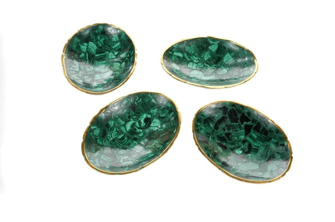 Natural Malachite & Bronze Nut Bowls - Set of 13 - 3