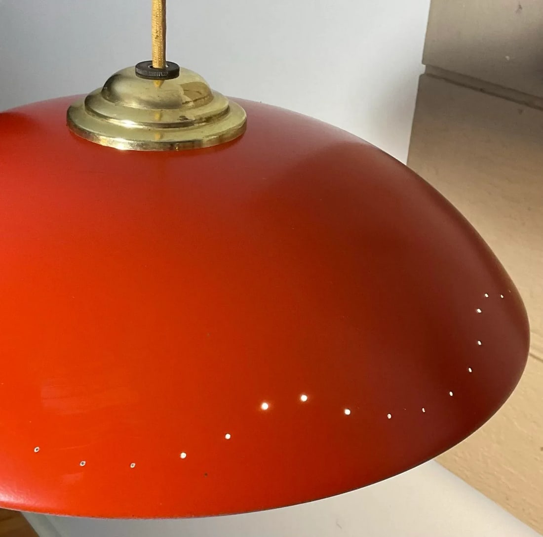 Stilnovo Vintage Telescopic Arm Wall Lamp With Perforated Red Metal Shade and Counter Weight, Circa - 6