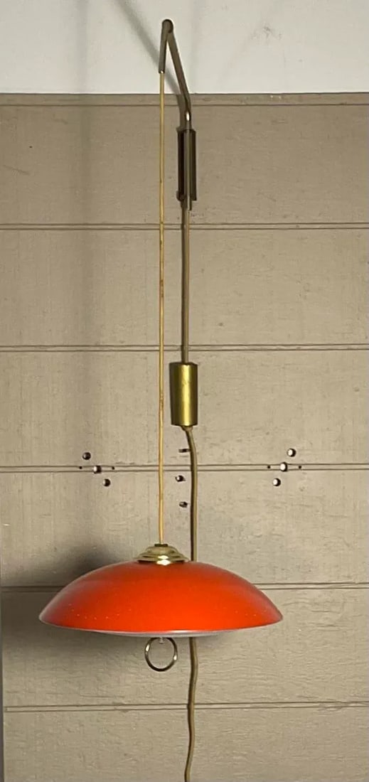 Stilnovo Vintage Telescopic Arm Wall Lamp With Perforated Red Metal Shade and Counter Weight, Circa - 7