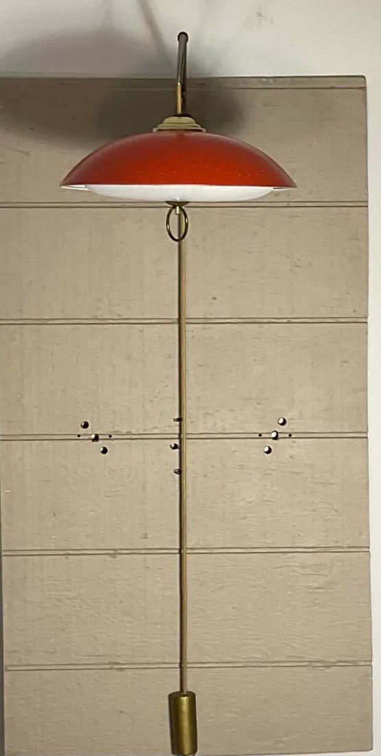 Stilnovo Vintage Telescopic Arm Wall Lamp With Perforated Red Metal Shade and Counter Weight, Circa - 9