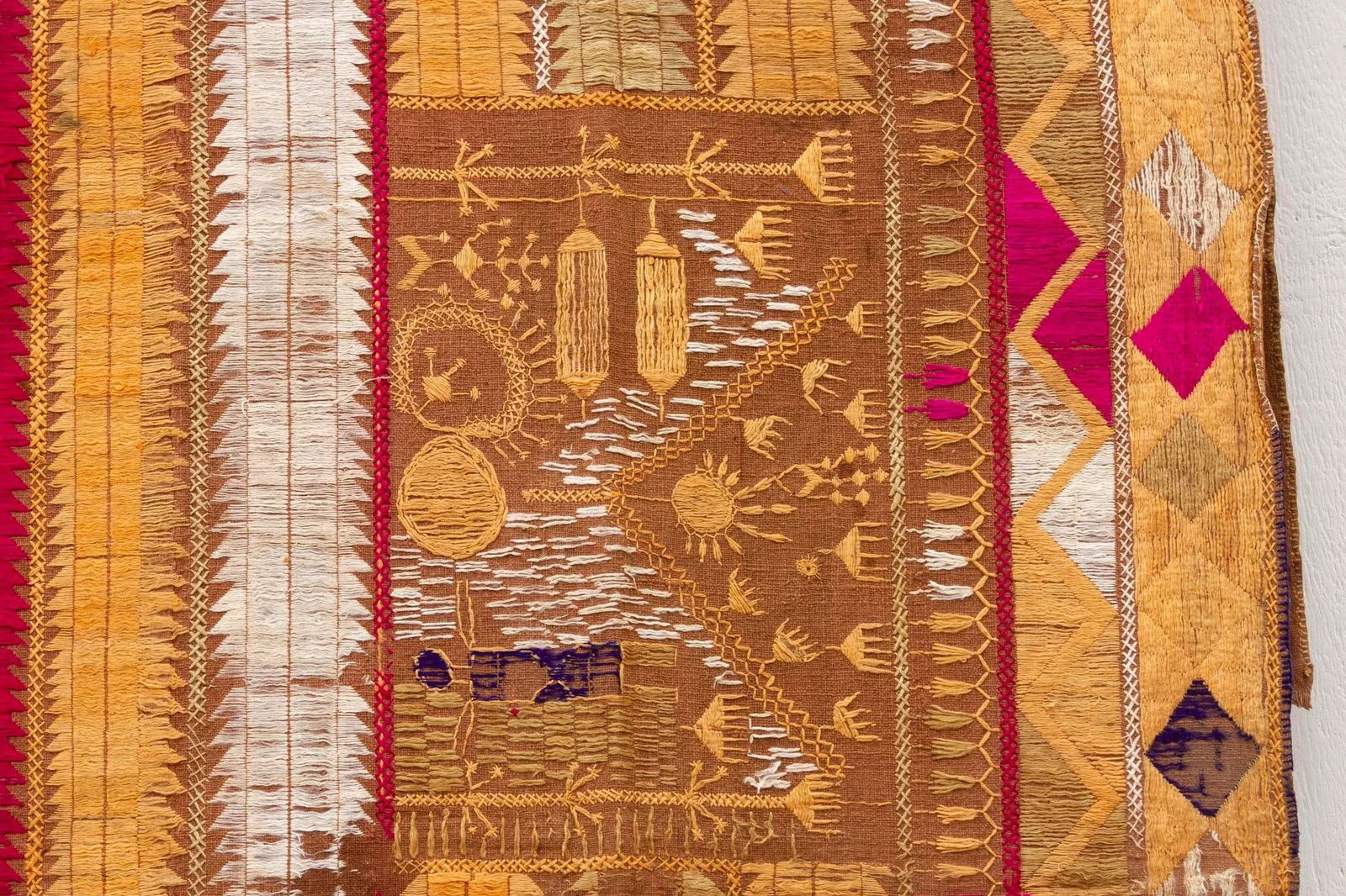 Fine Multicolor Tribal Antique Phulkari Throw - 5