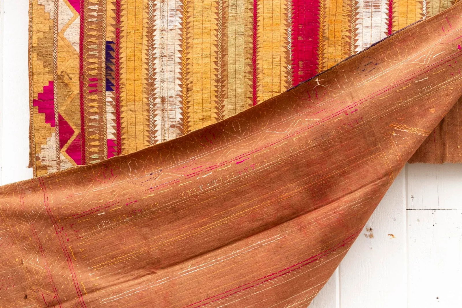 Fine Multicolor Tribal Antique Phulkari Throw - 6