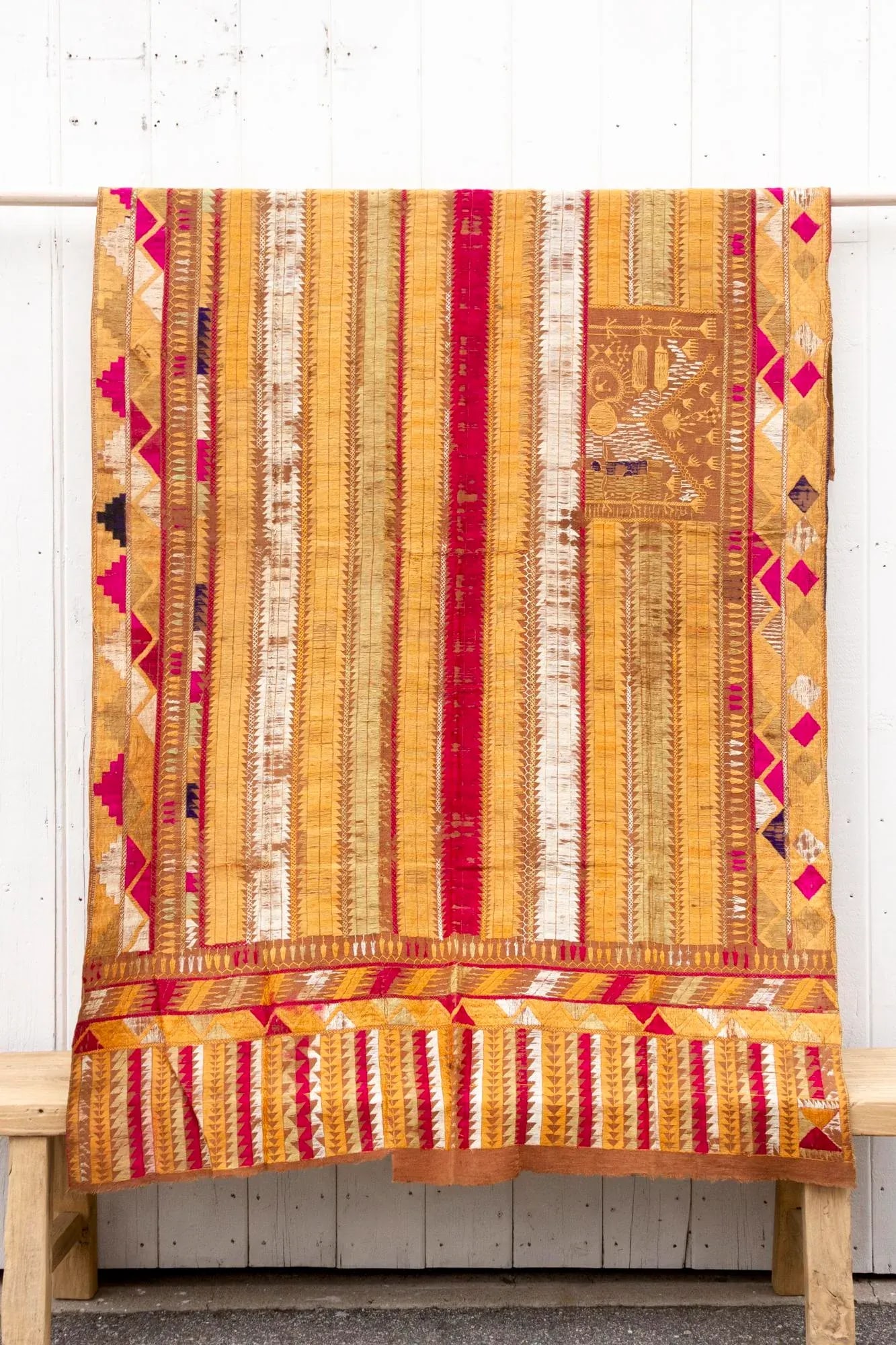 Fine Multicolor Tribal Antique Phulkari Throw - 7