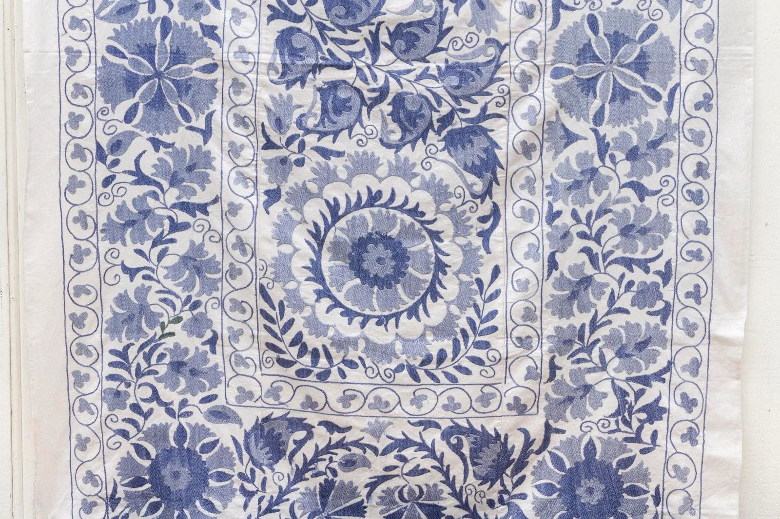 Blue Blossom Uzbek Suzani Throw - 5