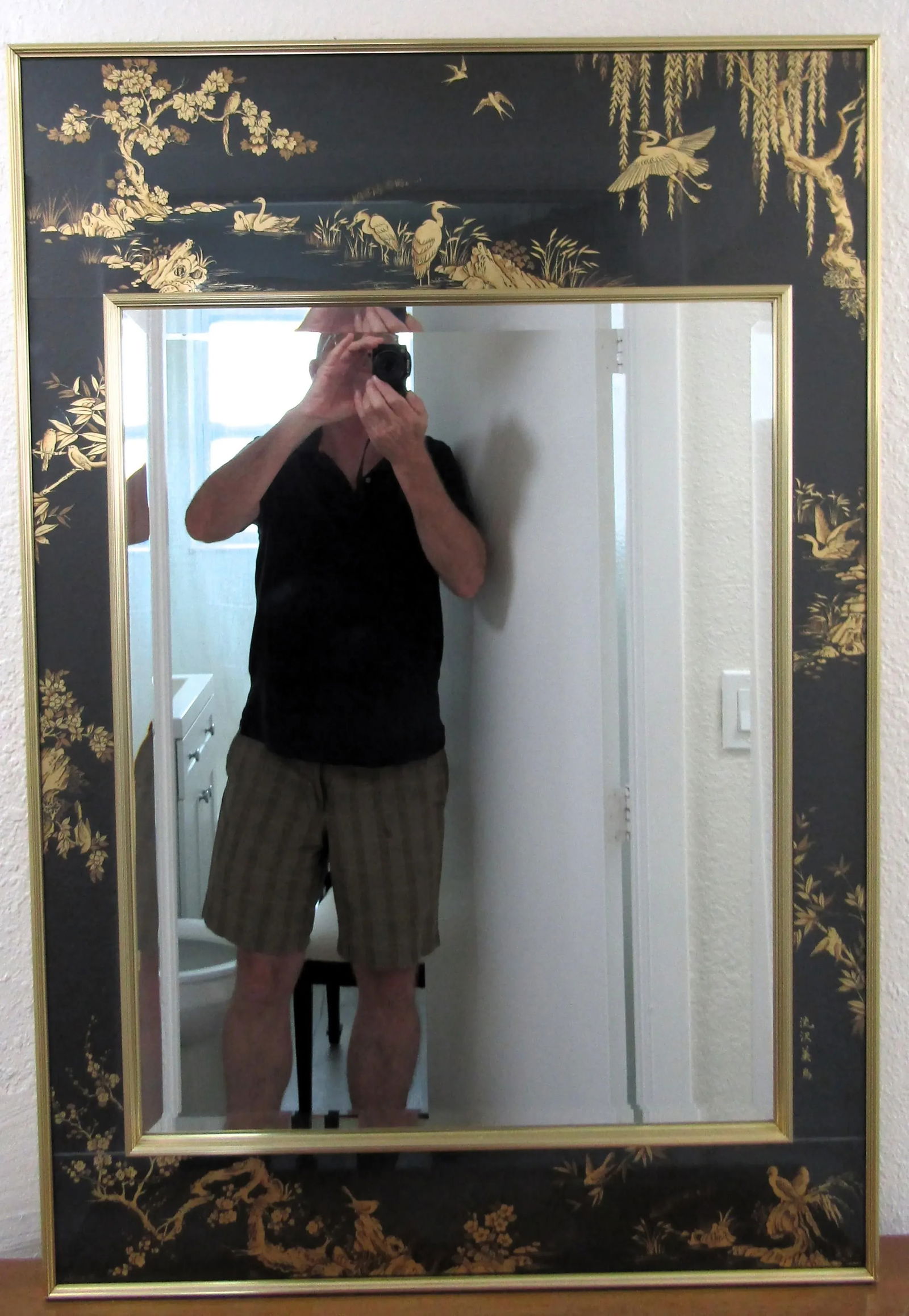 Vintage La Barge Reverse Glass Chinoiserie Mirror Signed J. Bivens 1981 - 2