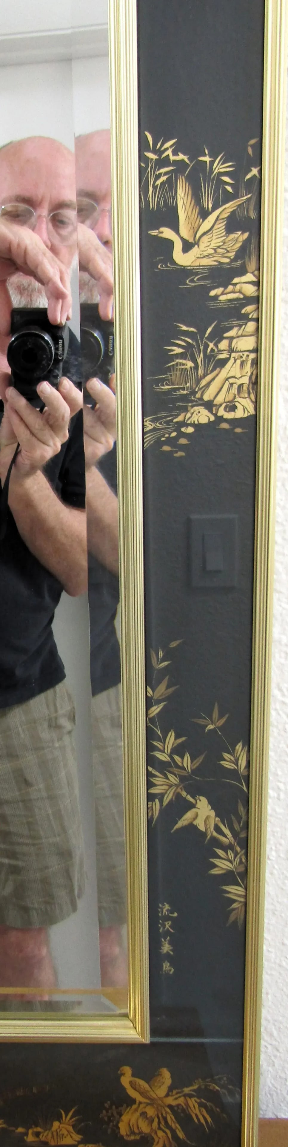 Vintage La Barge Reverse Glass Chinoiserie Mirror Signed J. Bivens 1981 - 5