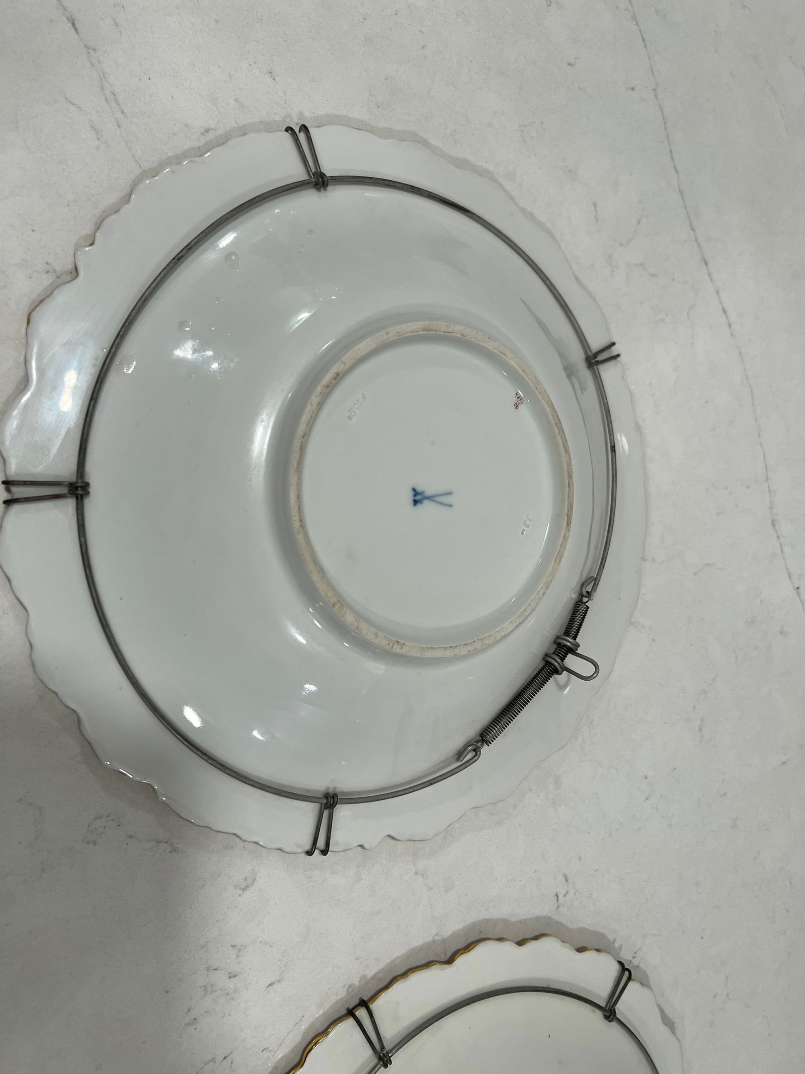 Pair, Antique Meissen Porcelain Ornithological & Gold Encrusted Chargers - 8