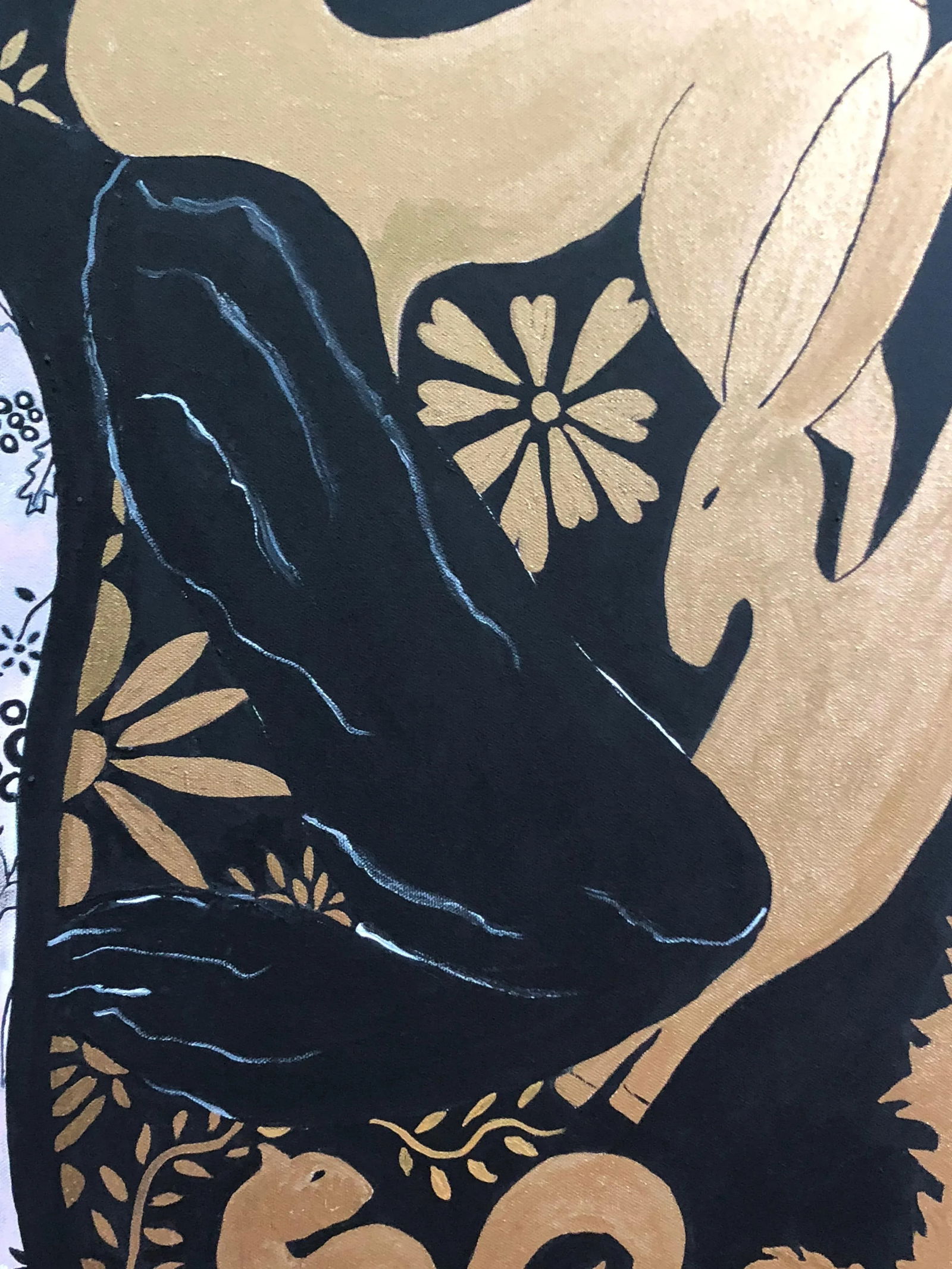 Woman in Black Lace Couture Backless Gown Painting - 5