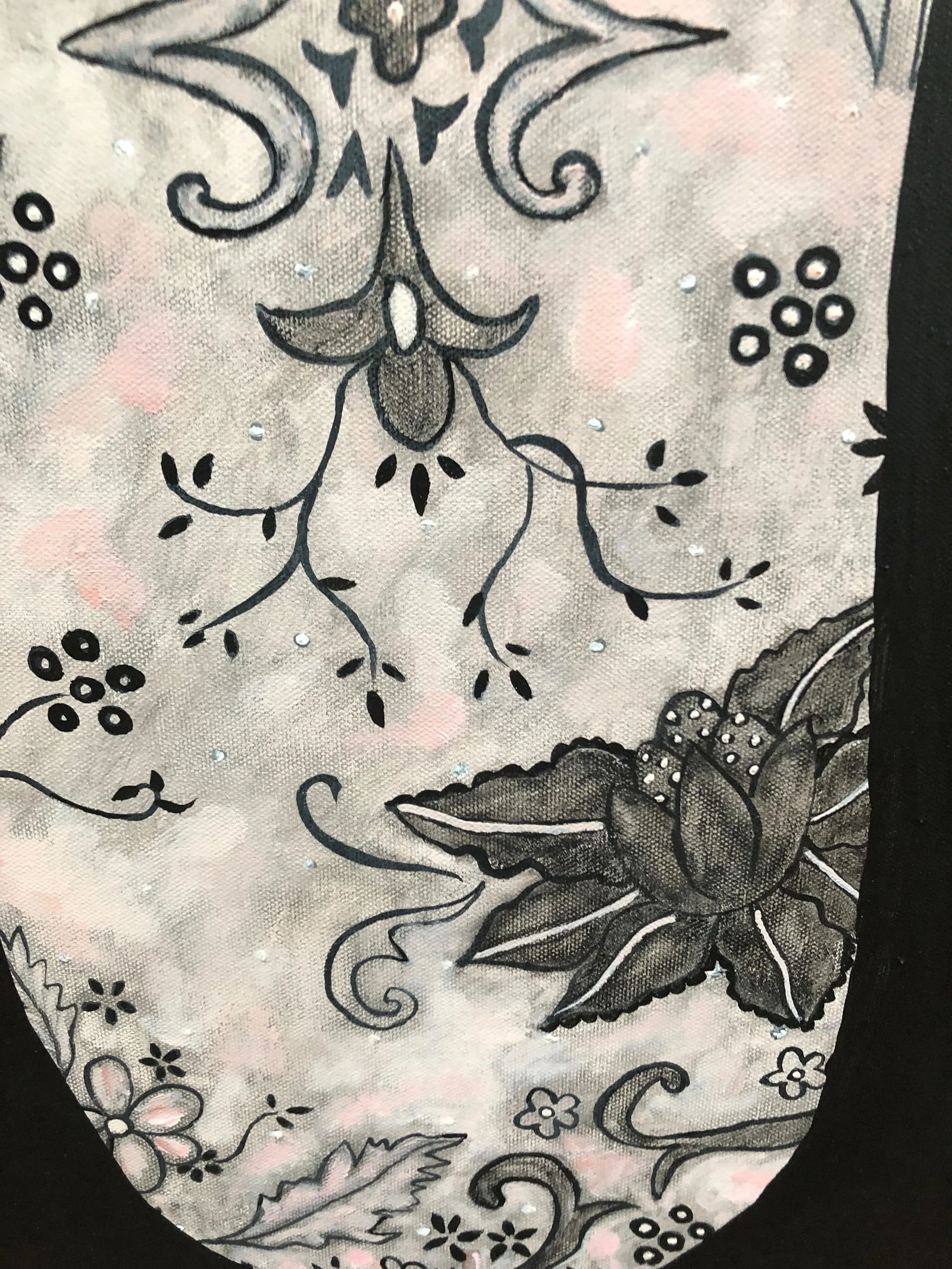 Woman in Black Lace Couture Backless Gown Painting - 7