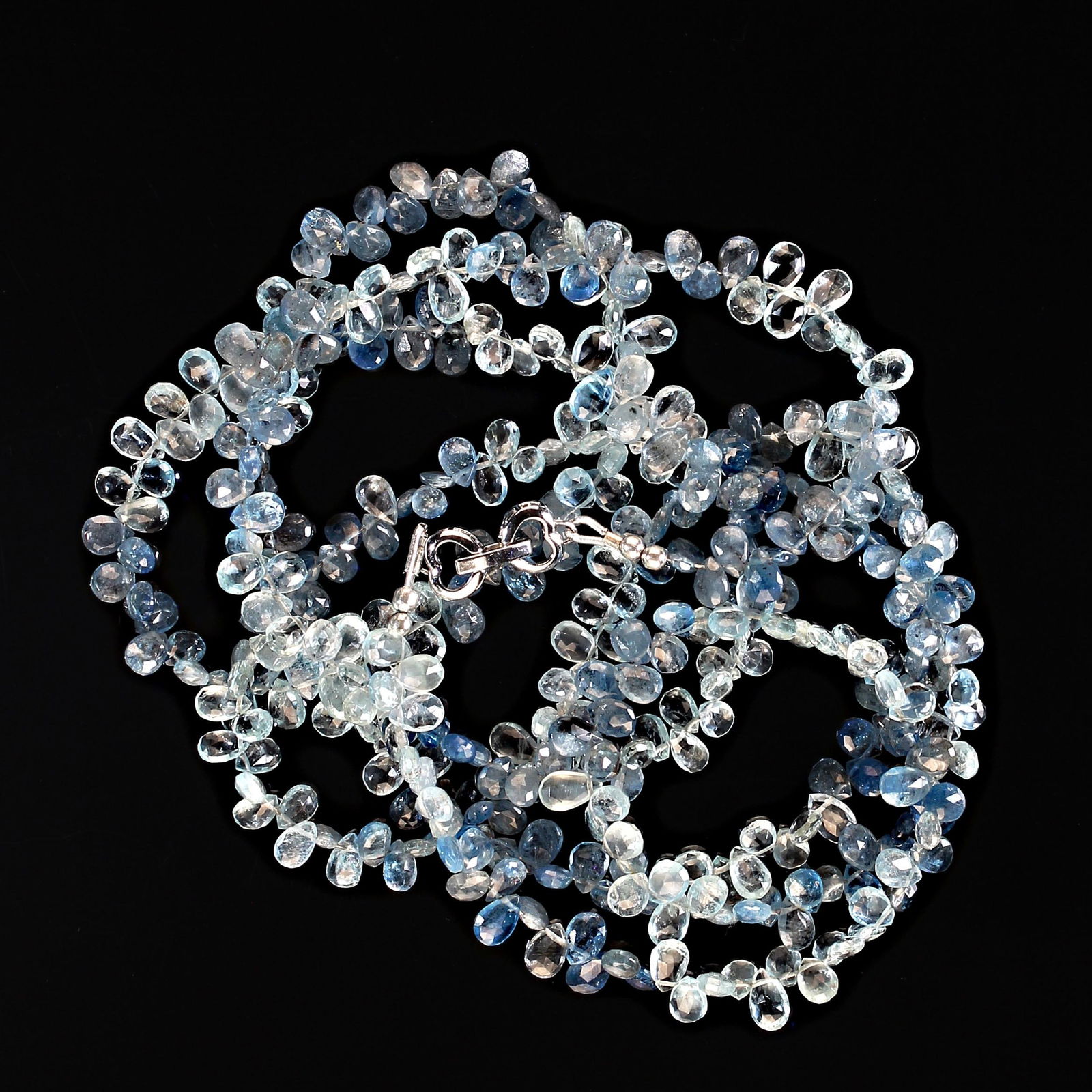Rope of Multi Tone Cool Blue Aquamarine Briolette - 5