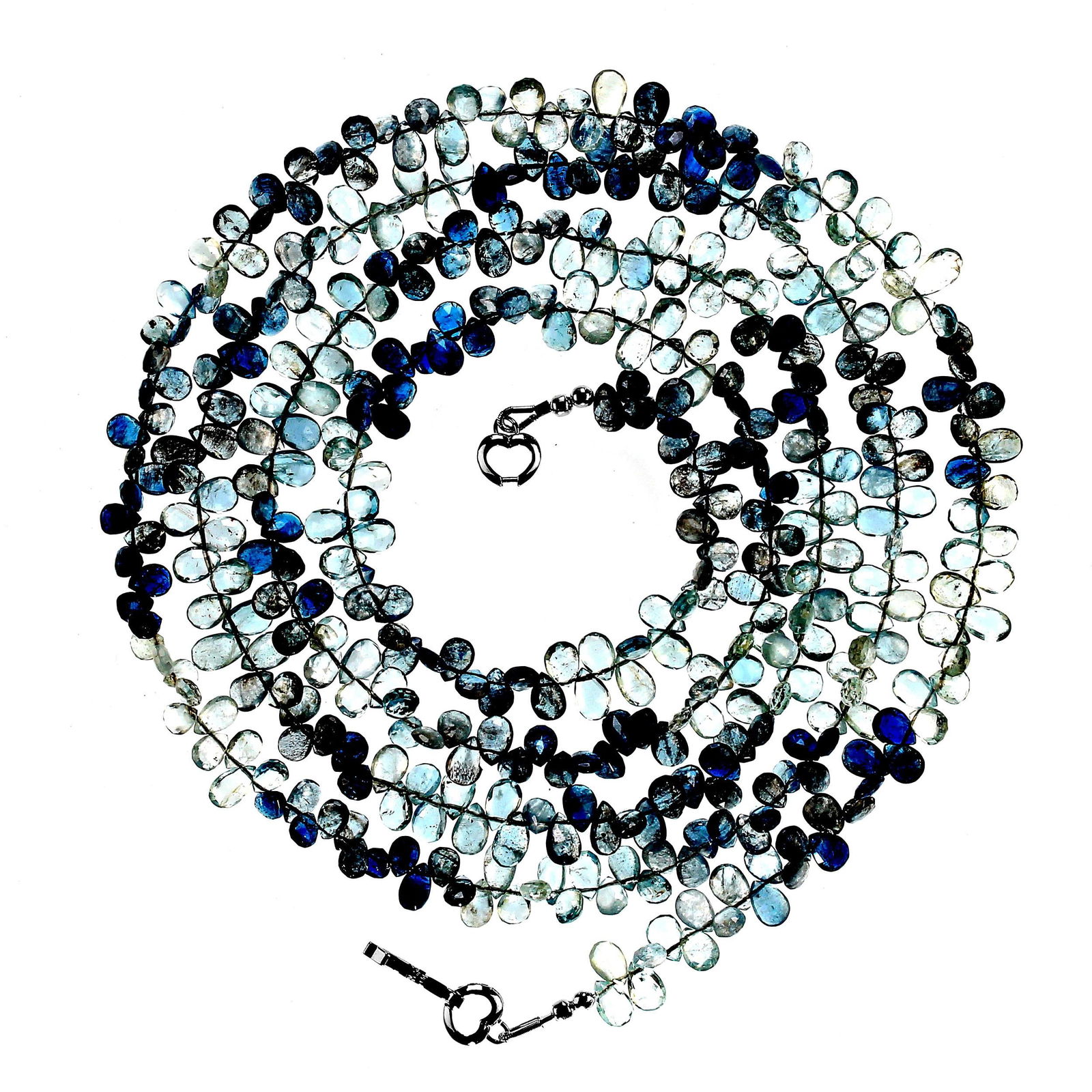 Rope of Multi Tone Cool Blue Aquamarine Briolette - 6