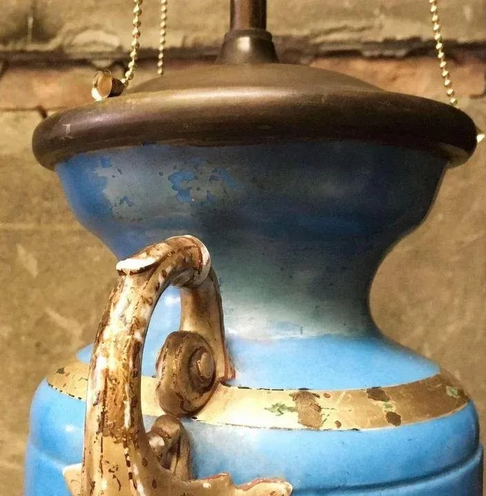 Large Paris Porcelain Hand Painted 3-Light Table Lamp - 9