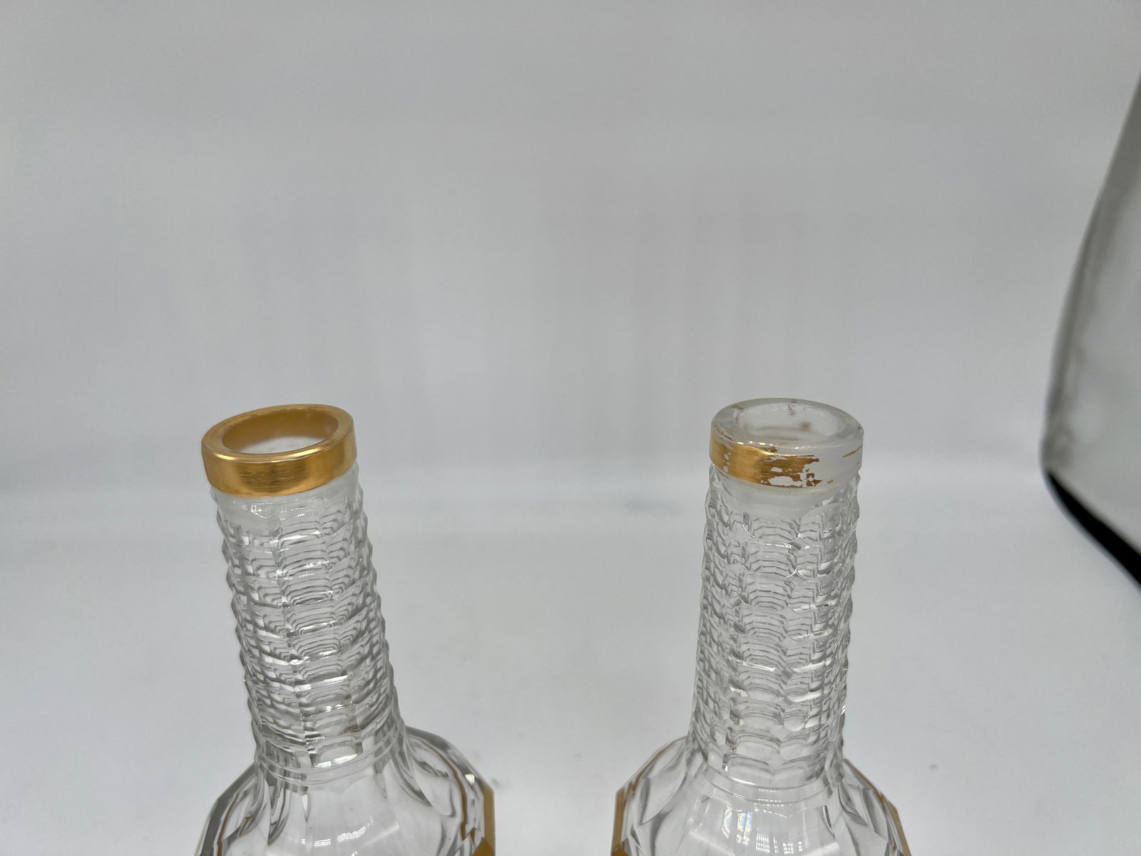 Pair, Antique French Baccarat Houbigant Gilt Crystal Perfume Bottles C. 1920 - 8