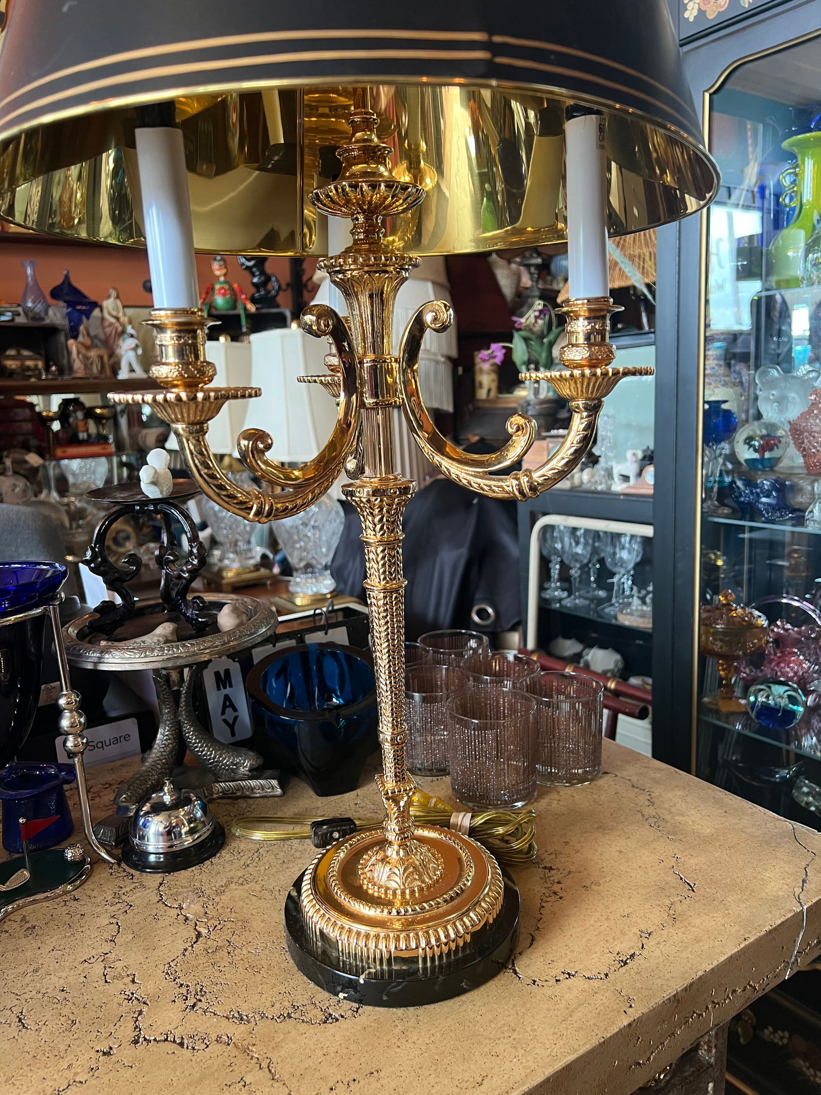 1990s Triple Arm Bouillote Style Lamp - 4