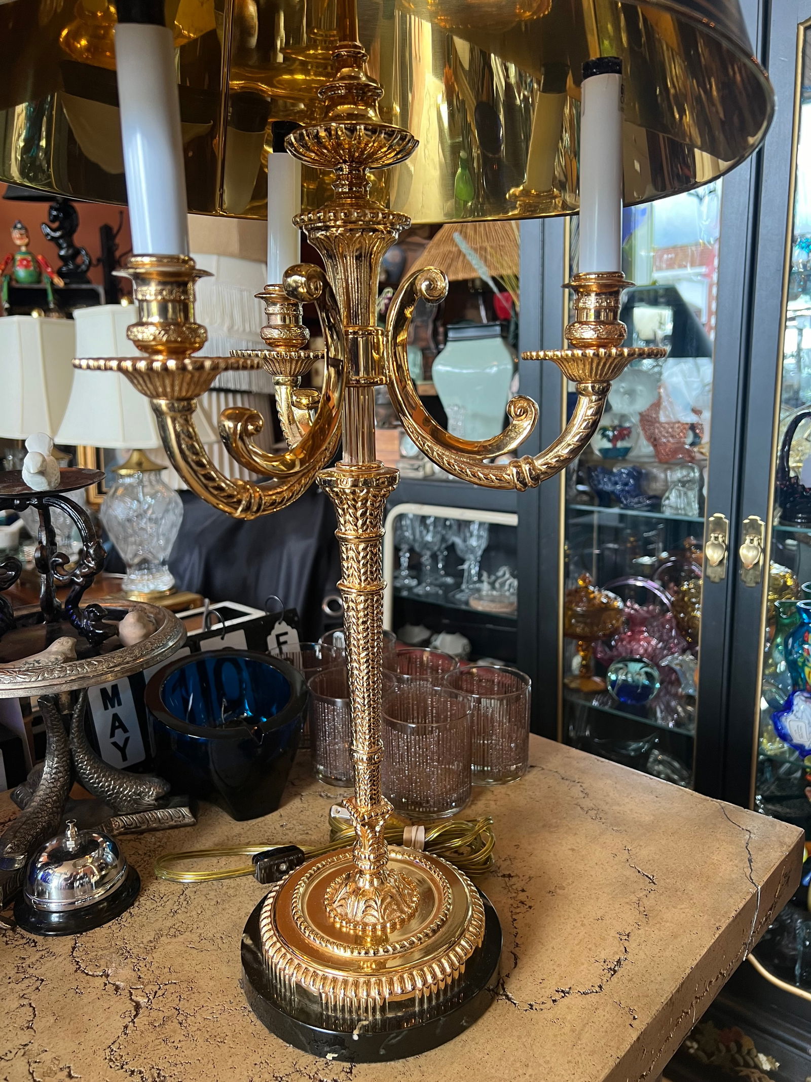 1990s Triple Arm Bouillote Style Lamp - 6