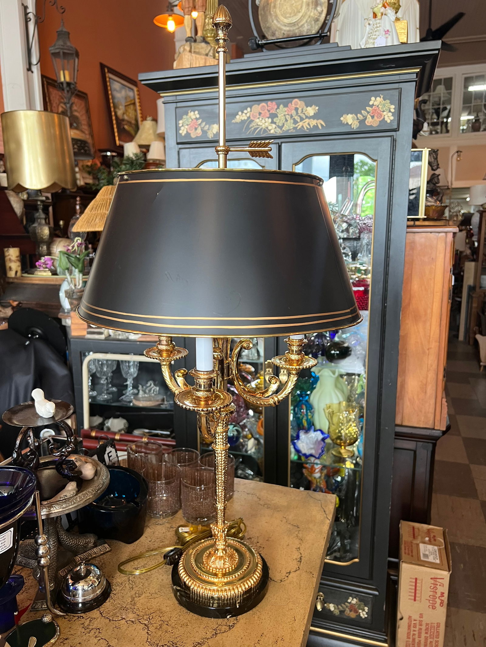 1990s Triple Arm Bouillote Style Lamp - 8