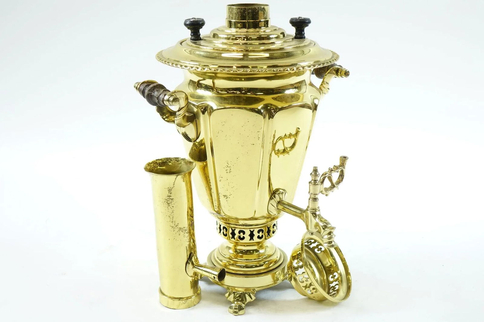 Antique Brass Russian Samovar 19th Century With Stamps 6 - 9