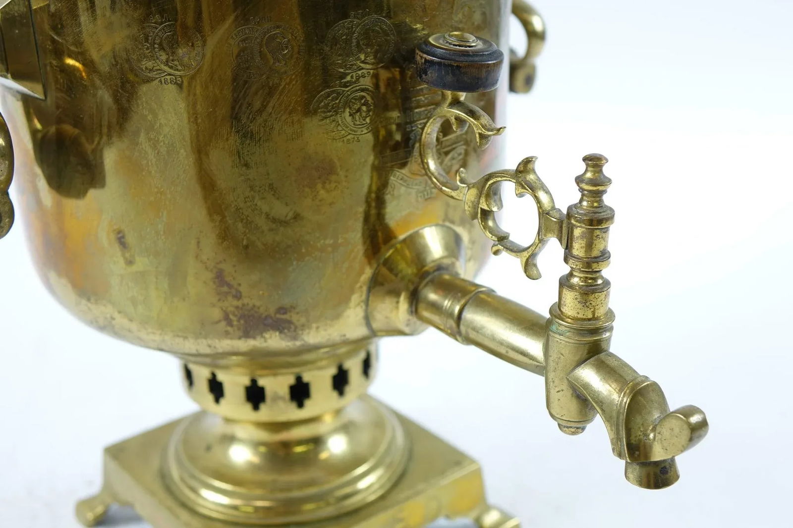 Antique Brass Russian Samovar 19th Century With Stamps 10 - 7