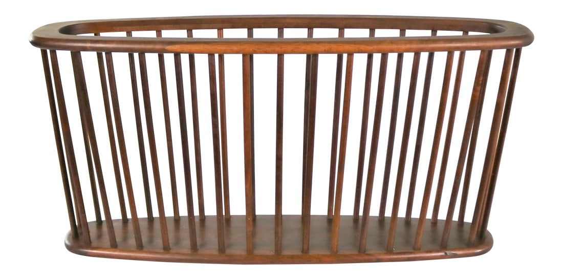 Larger Walnut Oval Magazine Rack Attributed to Arthur Umanoff for Washington Woodcraft (1 of 13)