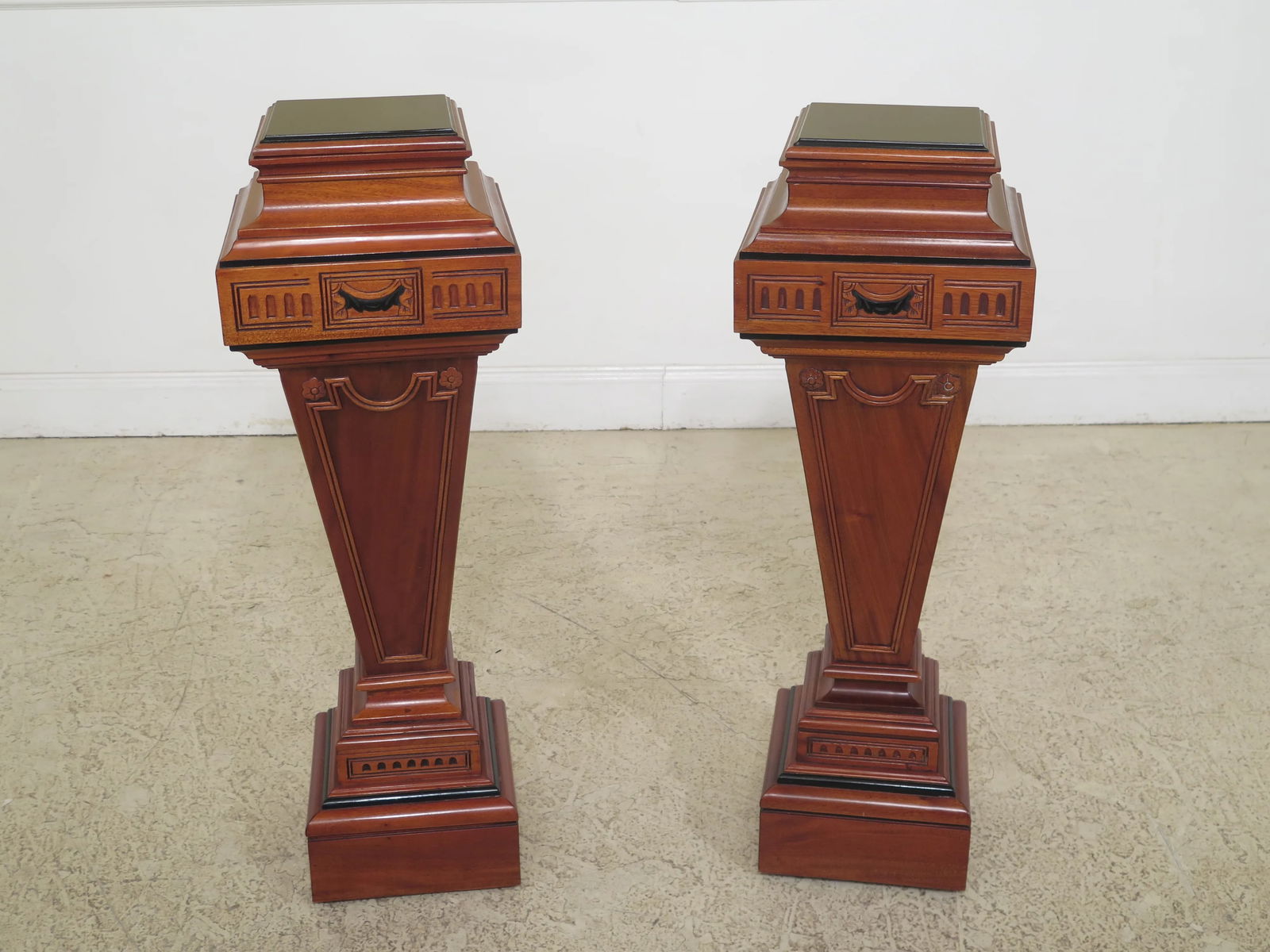 Mahogany Adam Style Carved Pedestals-A Pair - 10
