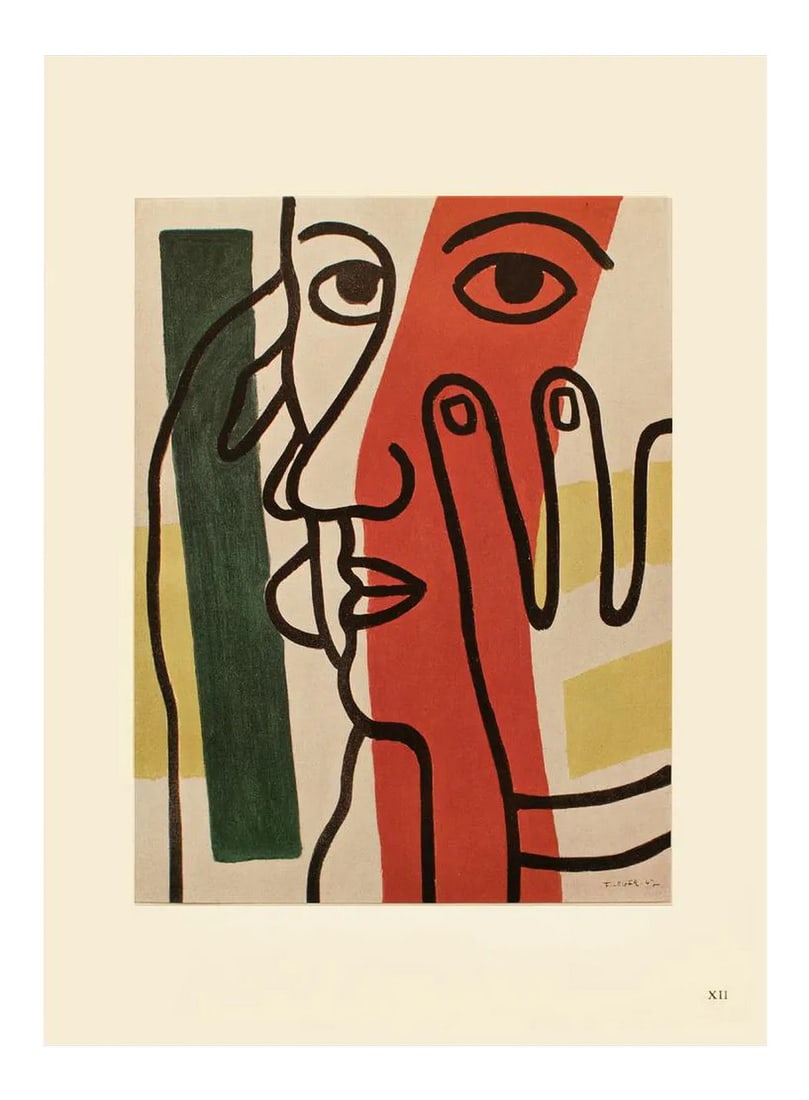 1948 After Fernand Léger "Portrait of Paul Eluard", First Edition Period Offset Lithograph: An excellent period offset lithograph, print of Portrait De Paul Eluard (Portrait of Paul Eluard, a French poet and friend of the artist, 1947) by Fernand Léger. Comes from a First Limited