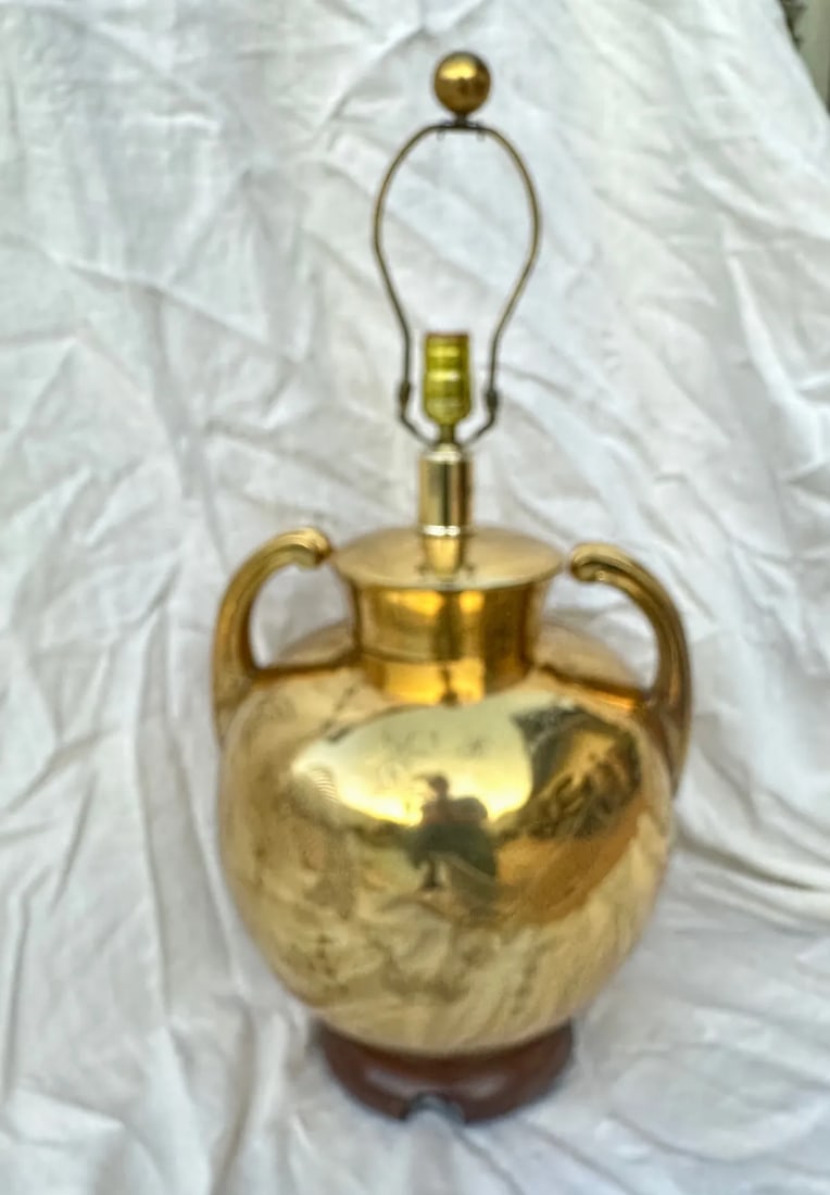 Vintage Brass Chinoiserie Urn Table Lamp - 2