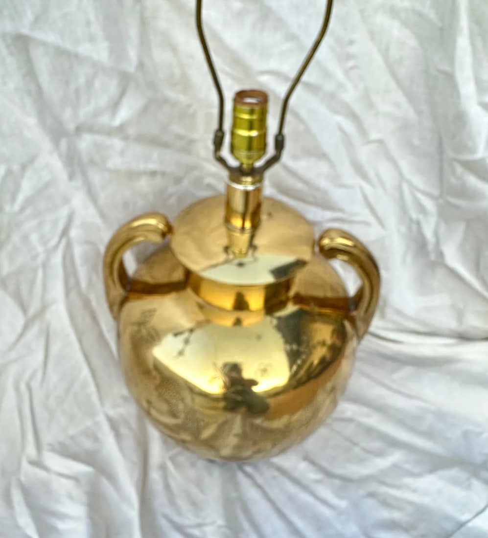 Vintage Brass Chinoiserie Urn Table Lamp - 5