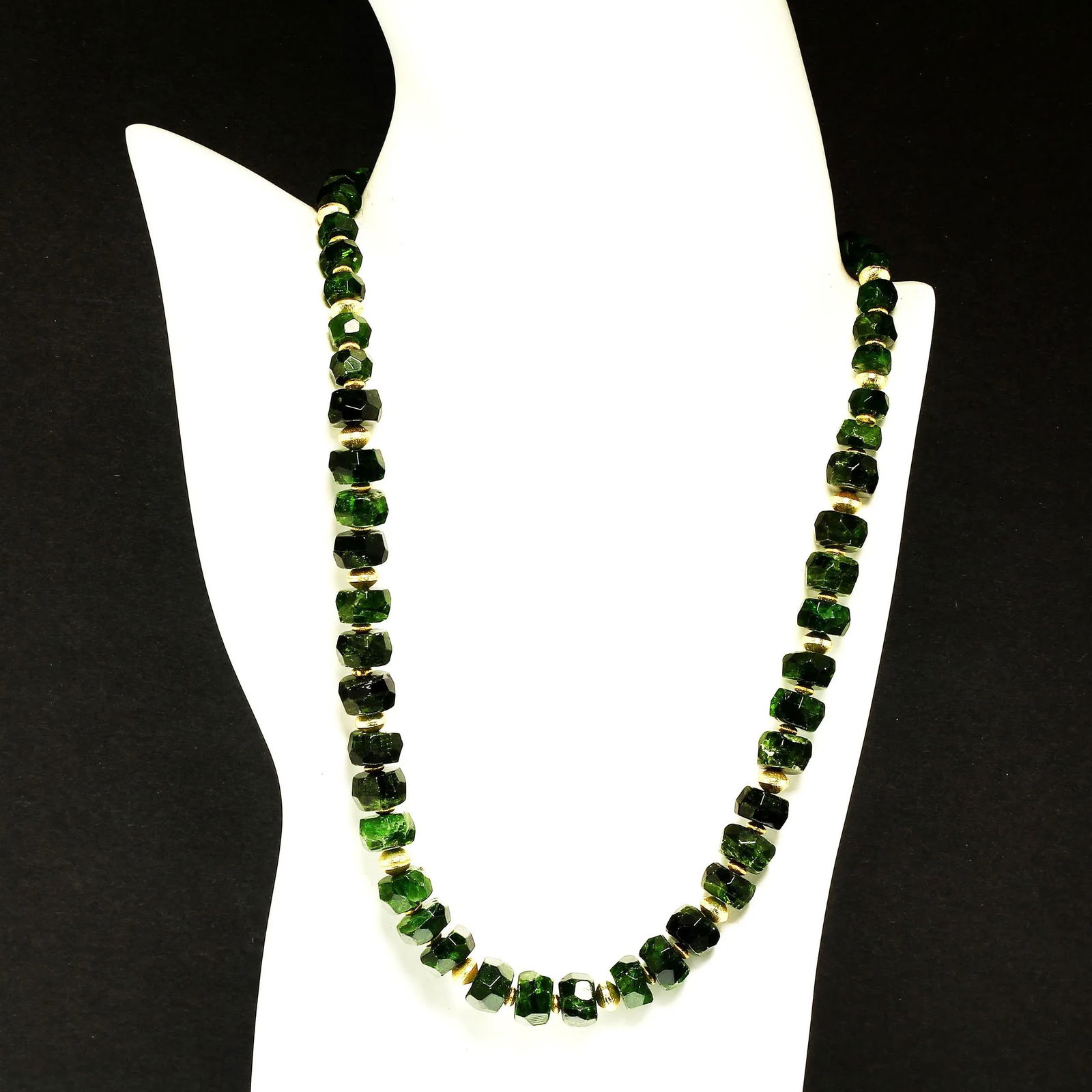 Faceted Rondelles of Green Chrome Diopside Necklace - 2