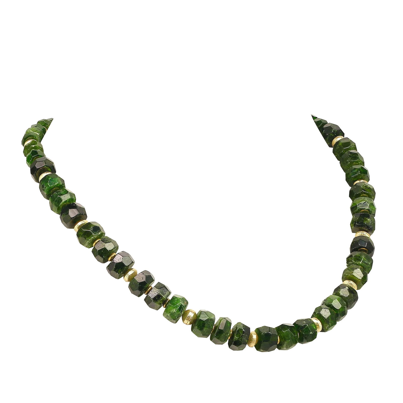 Faceted Rondelles of Green Chrome Diopside Necklace - 3