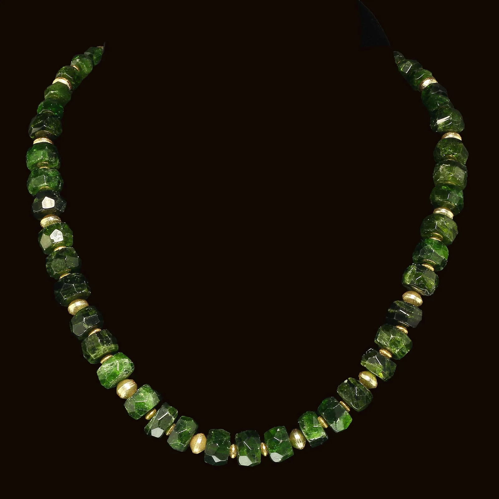Faceted Rondelles of Green Chrome Diopside Necklace - 4