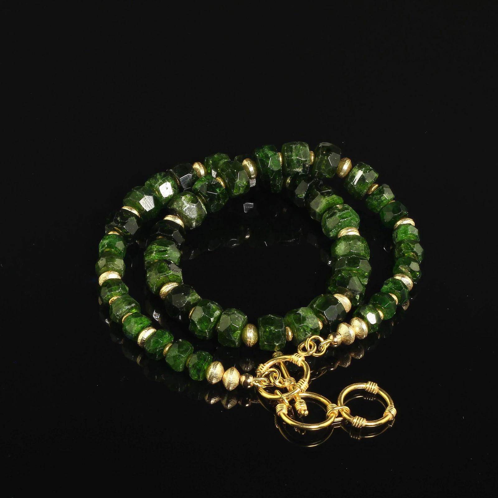 Faceted Rondelles of Green Chrome Diopside Necklace - 5