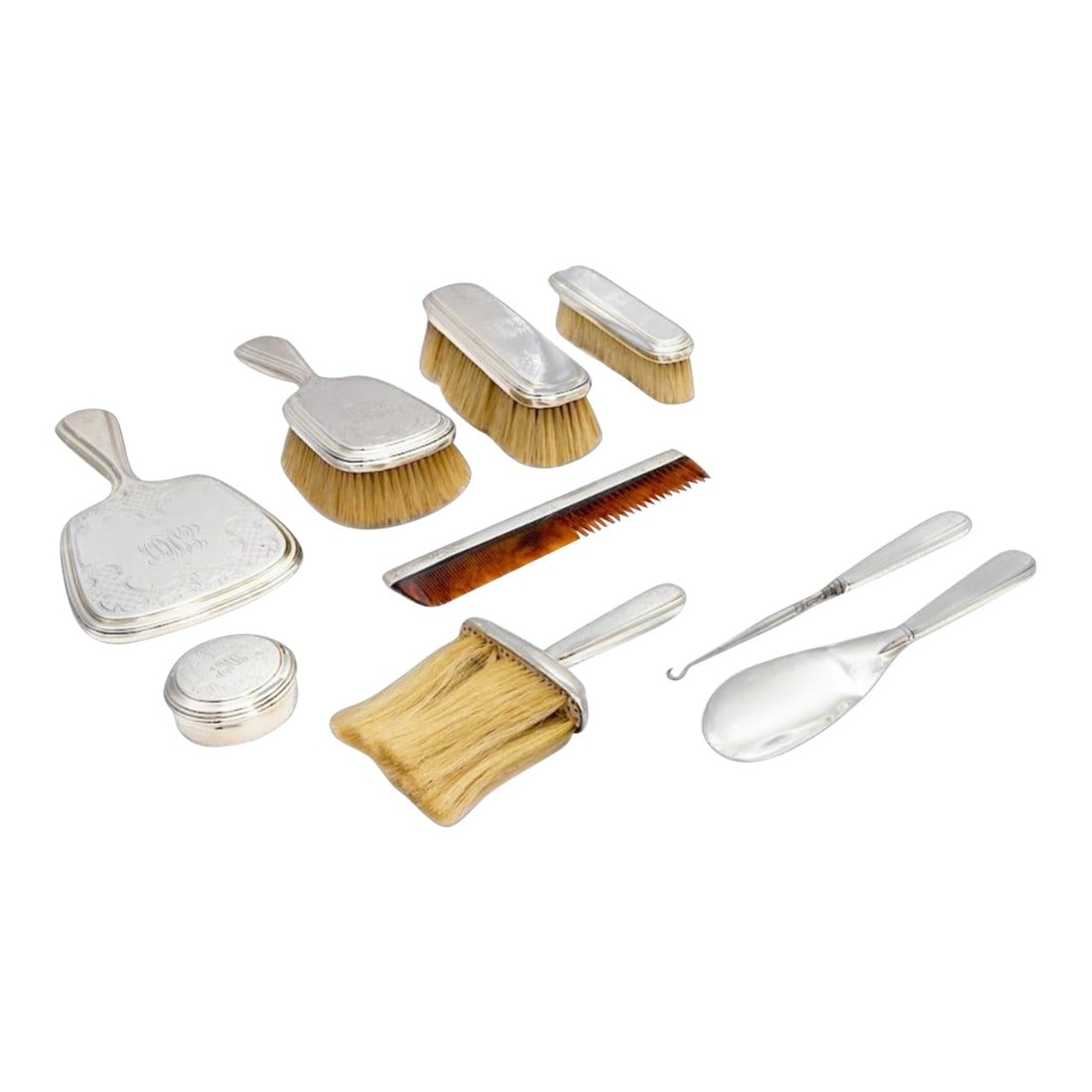 Antique Dominick & Haff Monogrammed Sterling Silver 9-Piece Vanity Set (1 of 12)