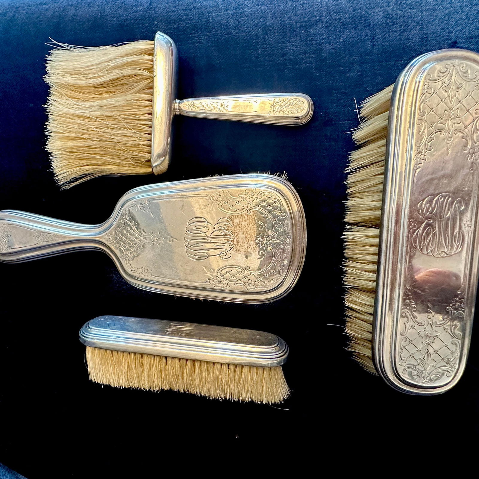 Antique Dominick & Haff Monogrammed Sterling Silver 9-Piece Vanity Set - 5