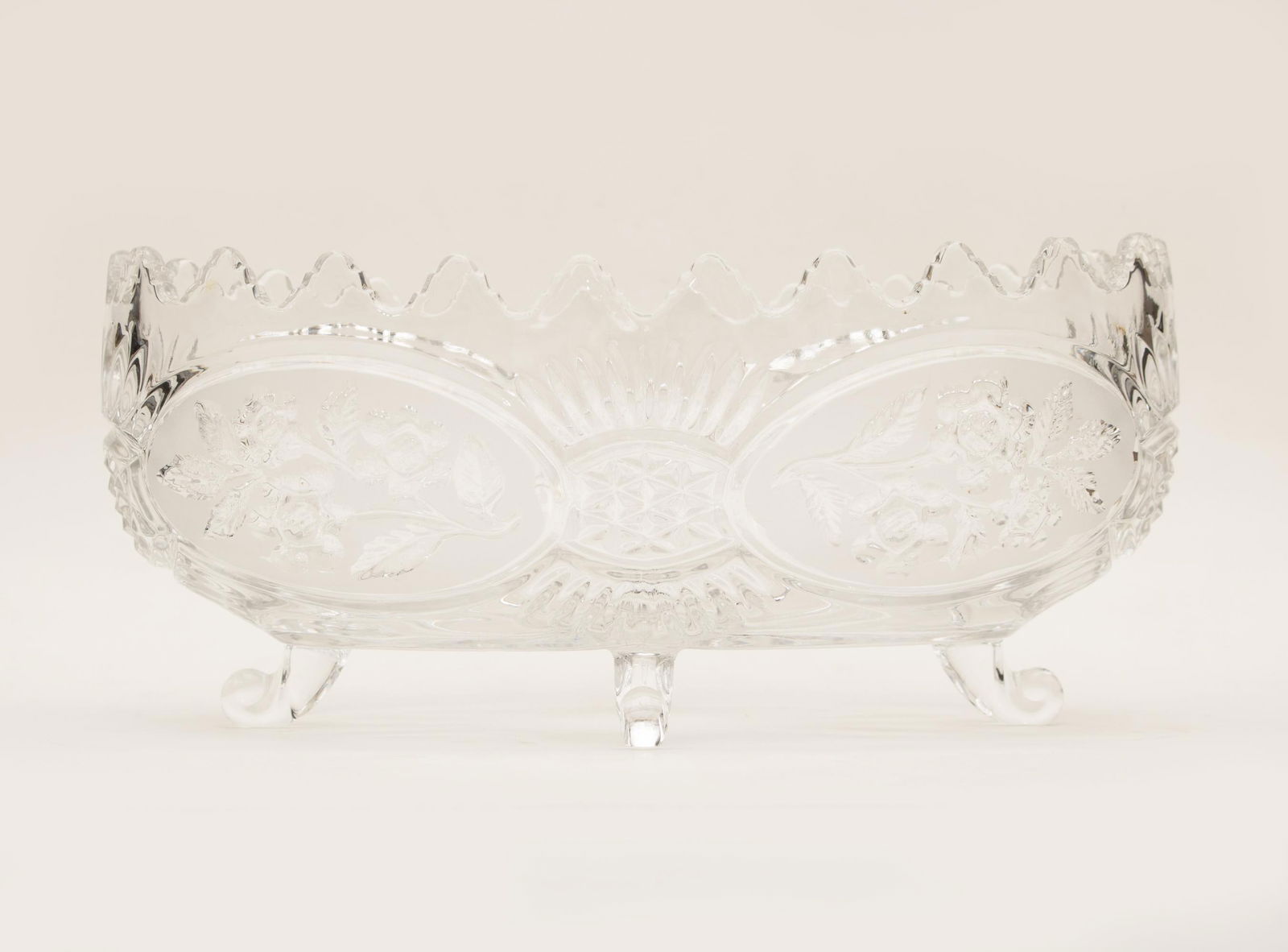Bohemian Crystal Large Footed Serving Bowl, Circa 1970s - 12