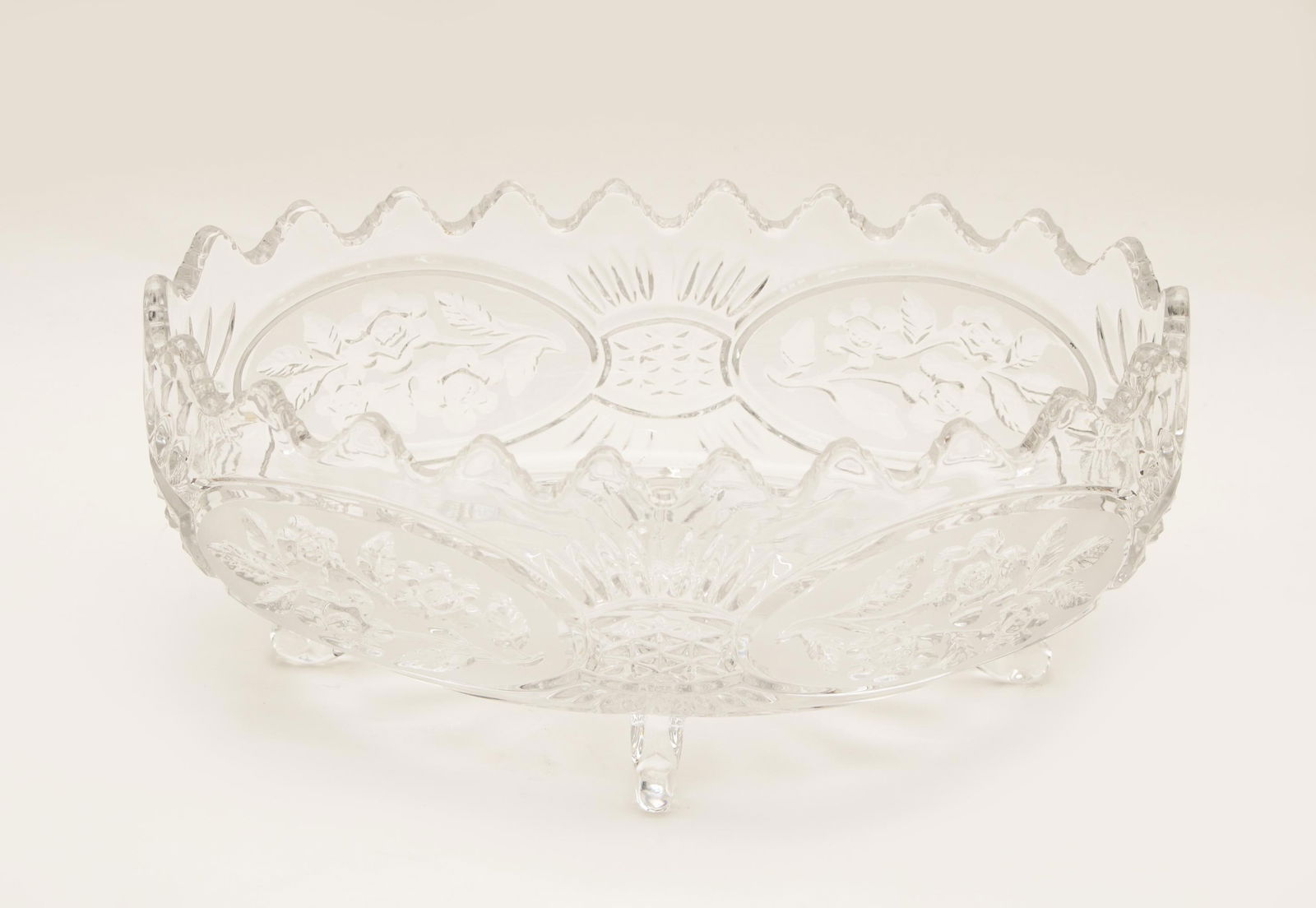 Bohemian Crystal Large Footed Serving Bowl, Circa 1970s - 2