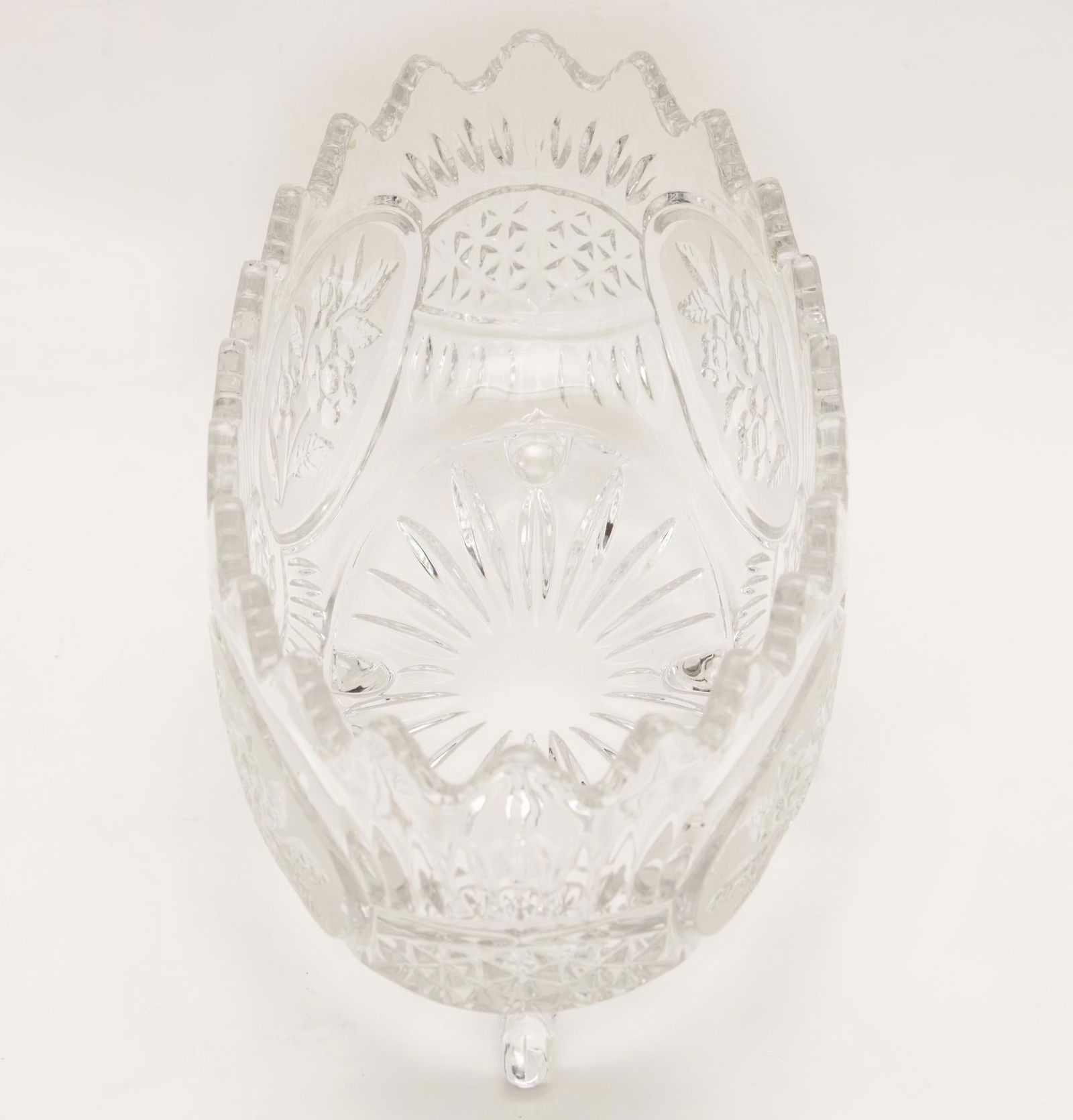 Bohemian Crystal Large Footed Serving Bowl, Circa 1970s - 3