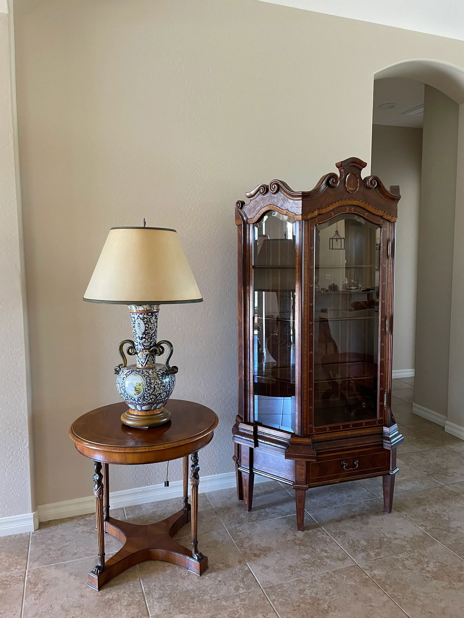 Large Majolica Lamp With Snake Handles Italian Renaissance Antique - 6