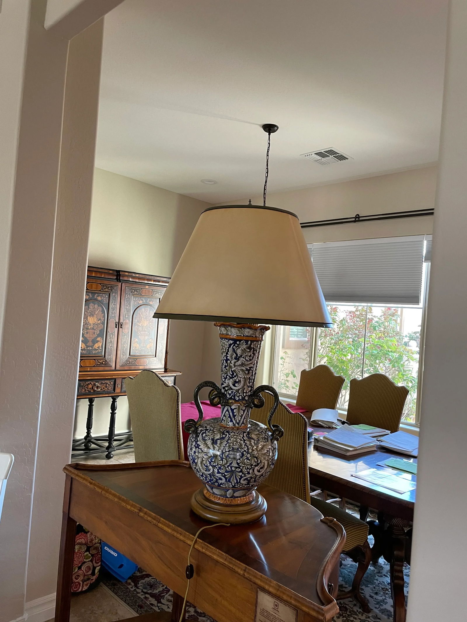 Large Majolica Lamp With Snake Handles Italian Renaissance Antique - 8