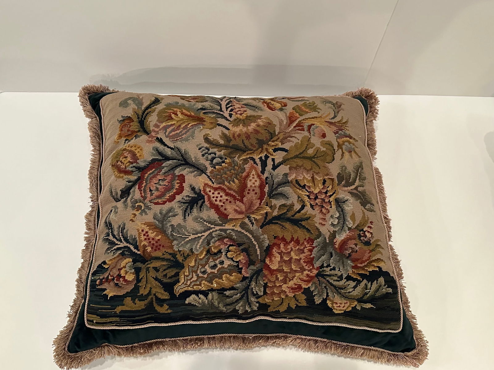 Hand Made Needlepoint Pillows With Bakelite Buttons -A Pair - 7