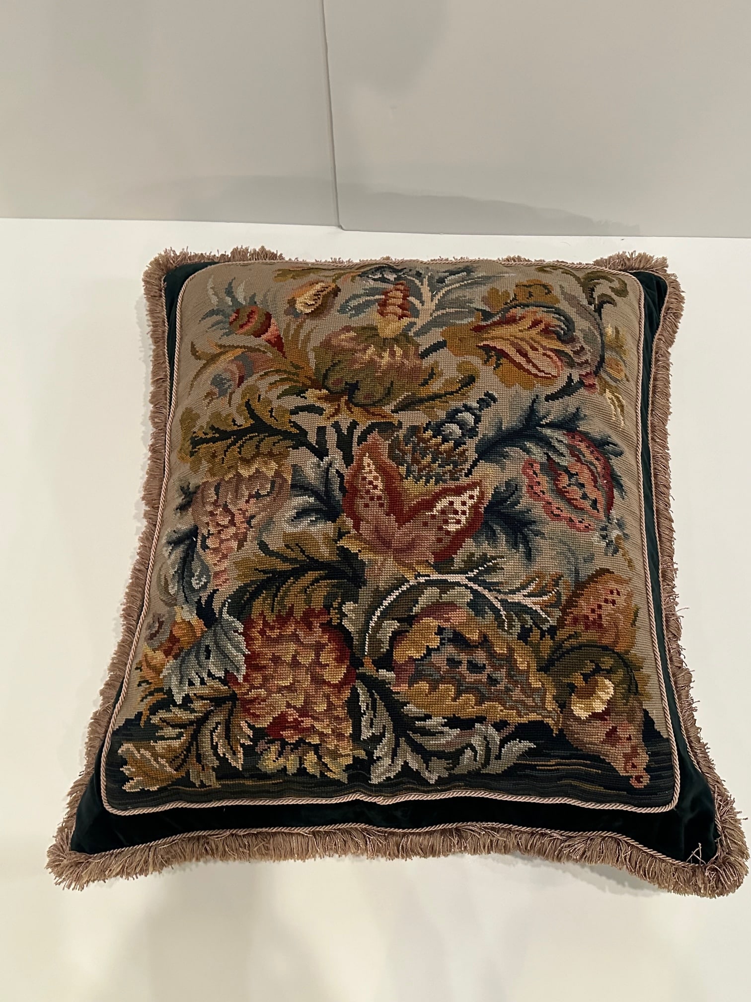 Hand Made Needlepoint Pillows With Bakelite Buttons -A Pair - 8