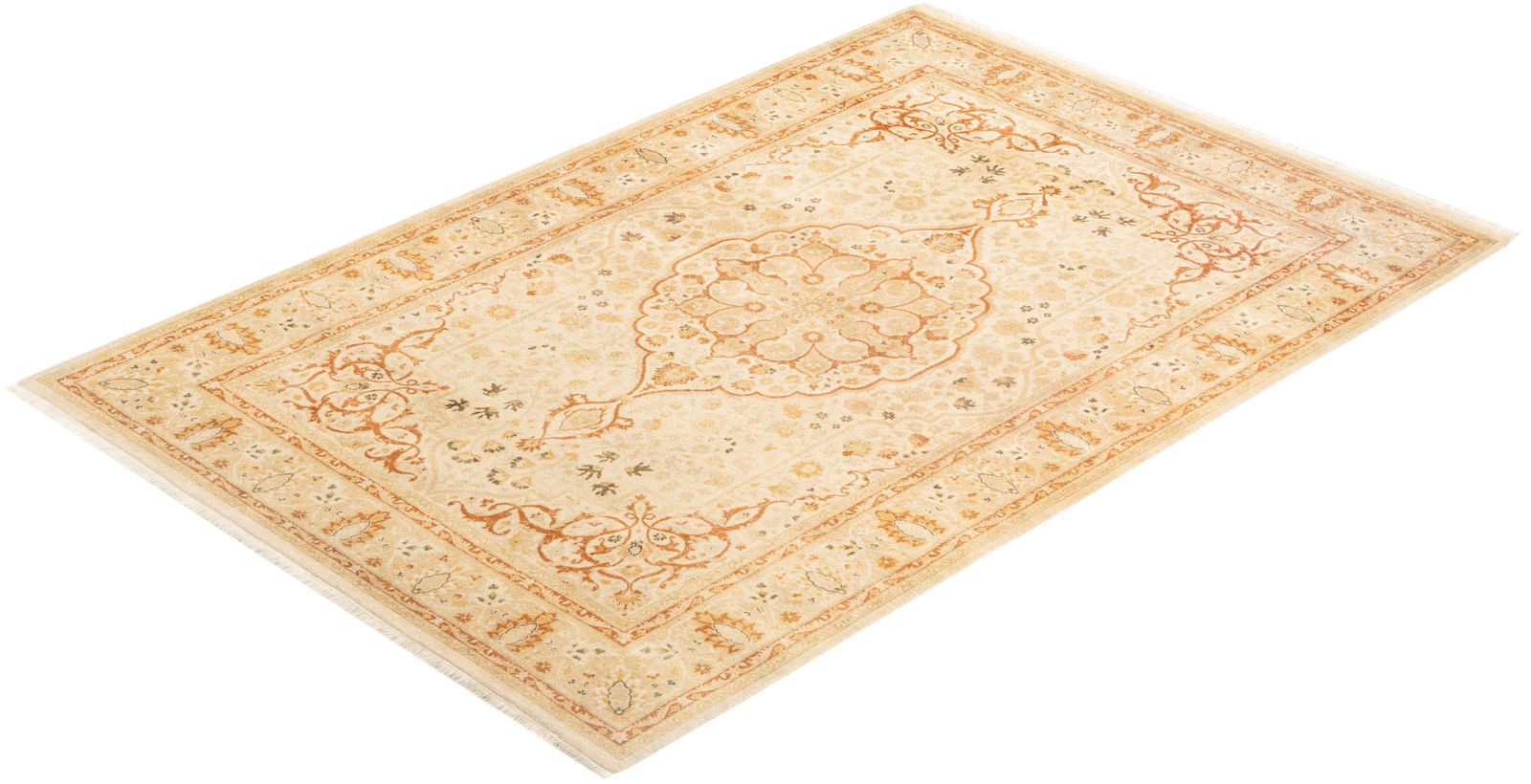 Mogul, One-of-a-Kind Hand-Knotted Area Rug - Ivory, 4' 7" x 6' 8" - 8