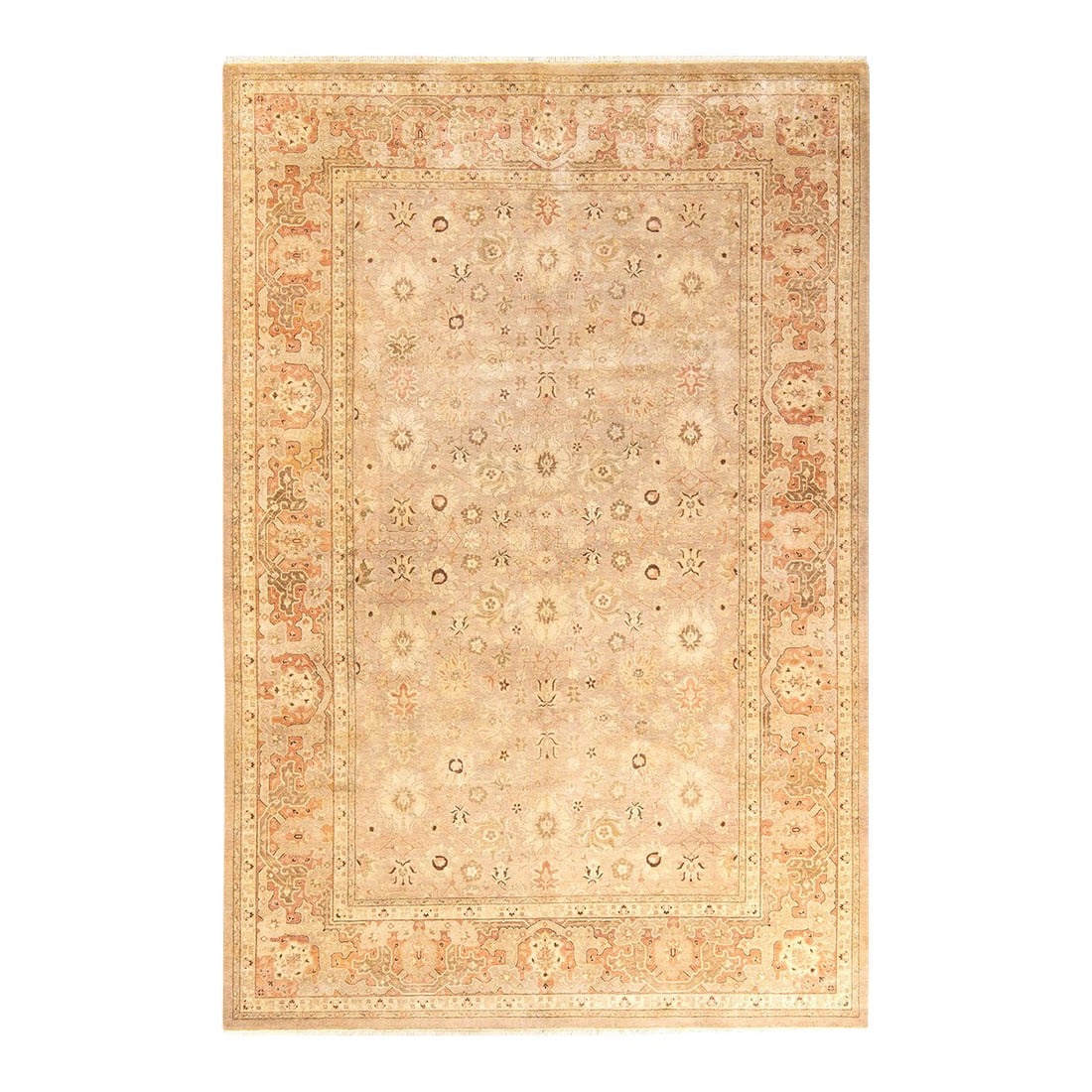 Mogul, One-of-a-Kind Hand-Knotted Area Rug - Light Gray, 6' 2" x 9' 4": With understated palettes and allover designs, the rugs in the Mogul Collection will bring timeless sophistication to any room. Influenced by a spectrum of Turkish, Indian, and Persian designs, the