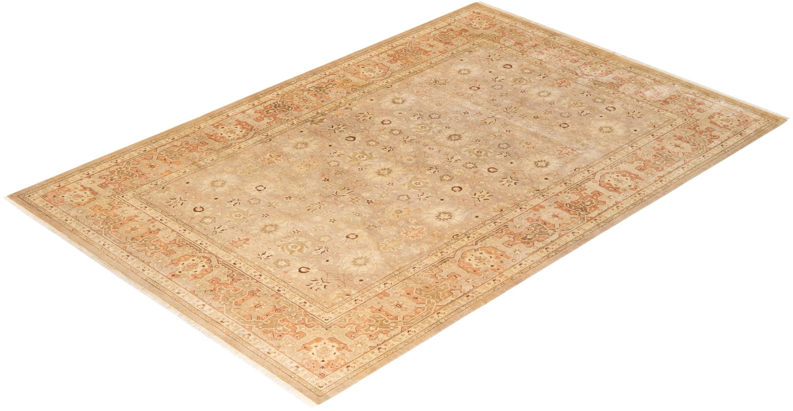 Mogul, One-of-a-Kind Hand-Knotted Area Rug - Light Gray, 6' 2" x 9' 4" - 8