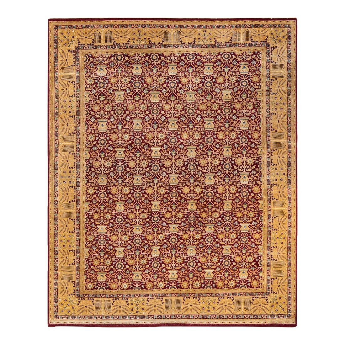 Mogul, One-of-a-Kind Hand-Knotted Area Rug - Red, 8' 1" x 10' 7": With understated palettes and allover designs, the rugs in the Mogul Collection will bring timeless sophistication to any room. Influenced by a spectrum of Turkish, Indian, and Persian designs, the