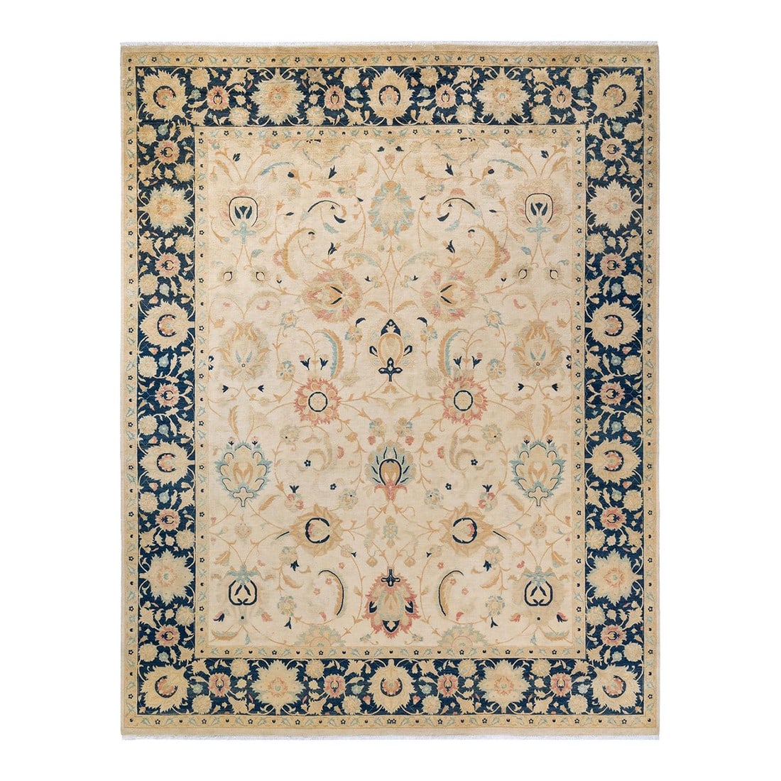 Mogul, One-of-a-Kind Hand-Knotted Area Rug - Ivory, 8' 1" x 10' 2": With understated palettes and allover designs, the rugs in the Mogul Collection will bring timeless sophistication to any room. Influenced by a spectrum of Turkish, Indian, and Persian designs, the